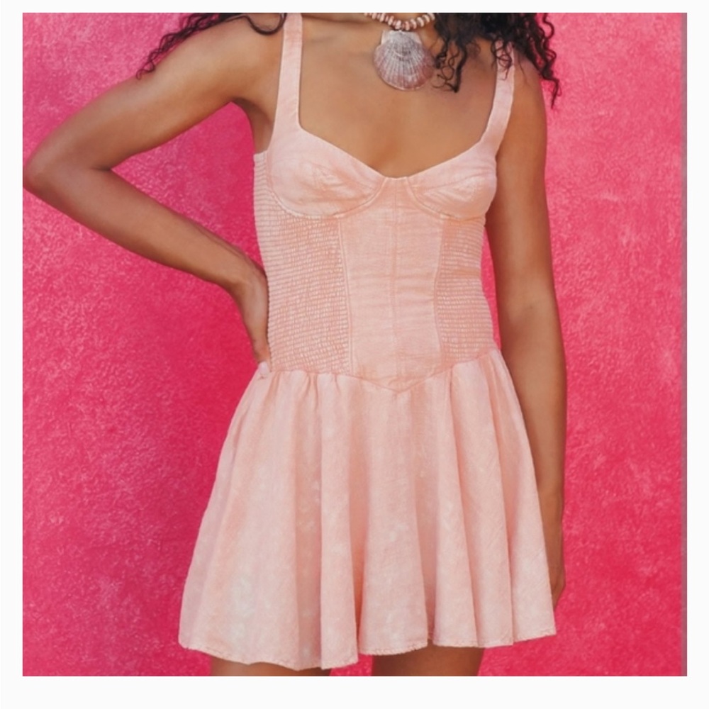 Free People Delilah Romper in peach